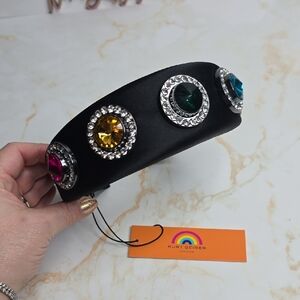 Kurt Geiger Black Jewel-Embellished Headband Oversized Multicolor